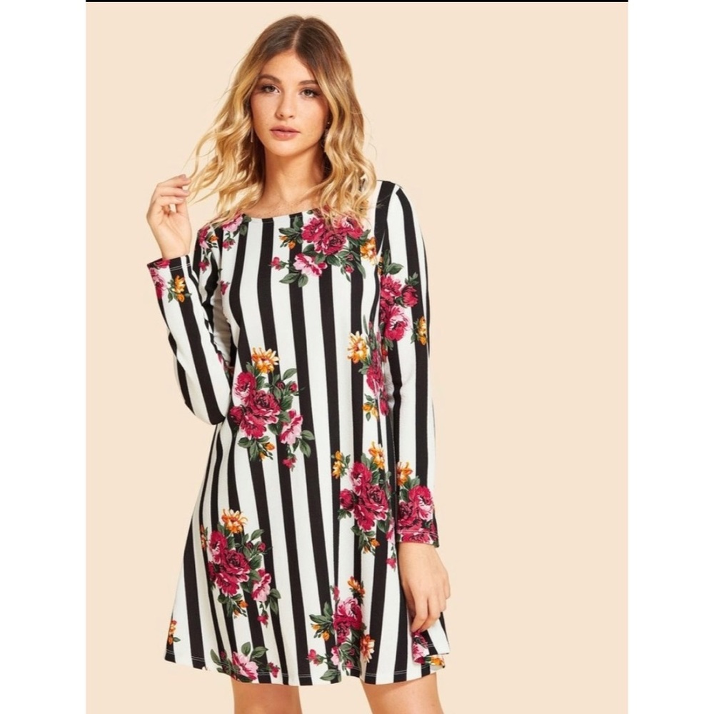 Women Floral and stripes Knee Length Dress size XL